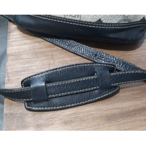 Vtg. MCM Drawstring Viestos Bucket Bag NAVY WHITE C7594 - Picture 14 of 16